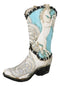 Western Blue and White Prancing Horse Cowboy Cowgirl Boot Vase Planter Figurine