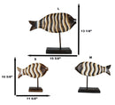 Balinese Wood Handicrafts Large Swimming River Fish Family Set of 3 Figurines