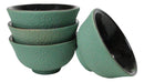 Soft Green Textured Japanese Tetsubin Style Cast Iron Mini Tea Cups Set of 4