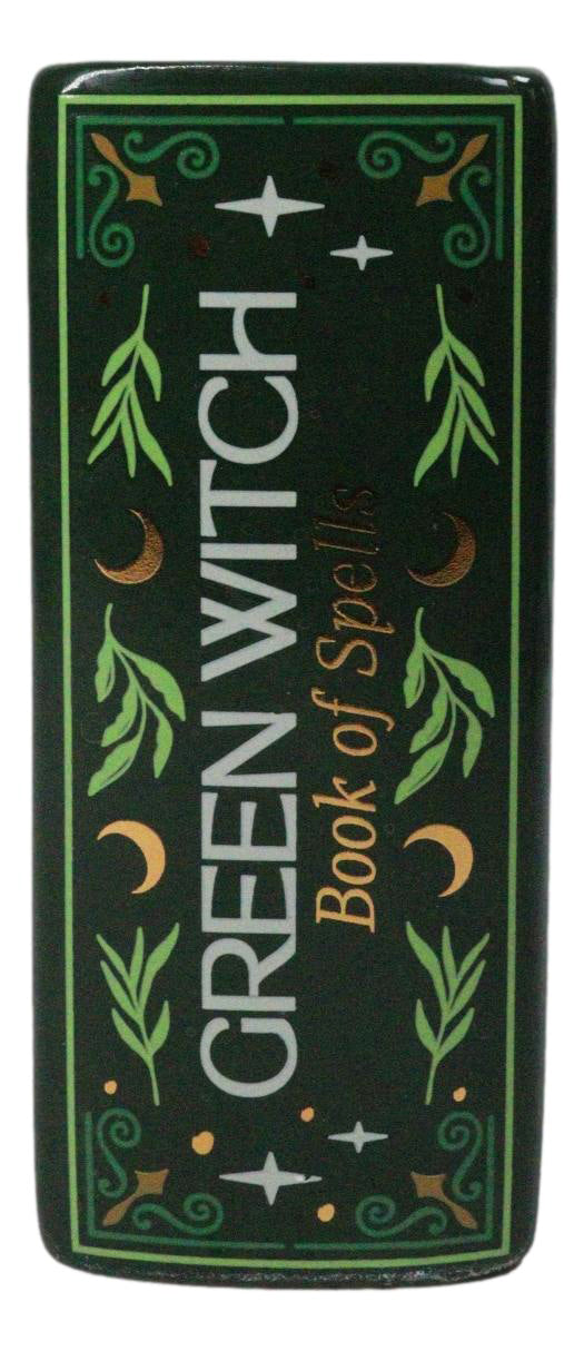 Ebros Green Witch Book of Spells Ceramic Flower Vase Gothic Grimoire Decor