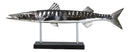 Marine Faux Taxidermy Silver Tone Large Barracuda Fish Sculpture With Pole Stand