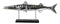 Marine Faux Taxidermy Silver Tone Large Barracuda Fish Sculpture With Pole Stand