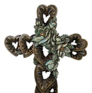 Rustic Western Blooming Flowers Garland With Hearts Decorative Wall Cross