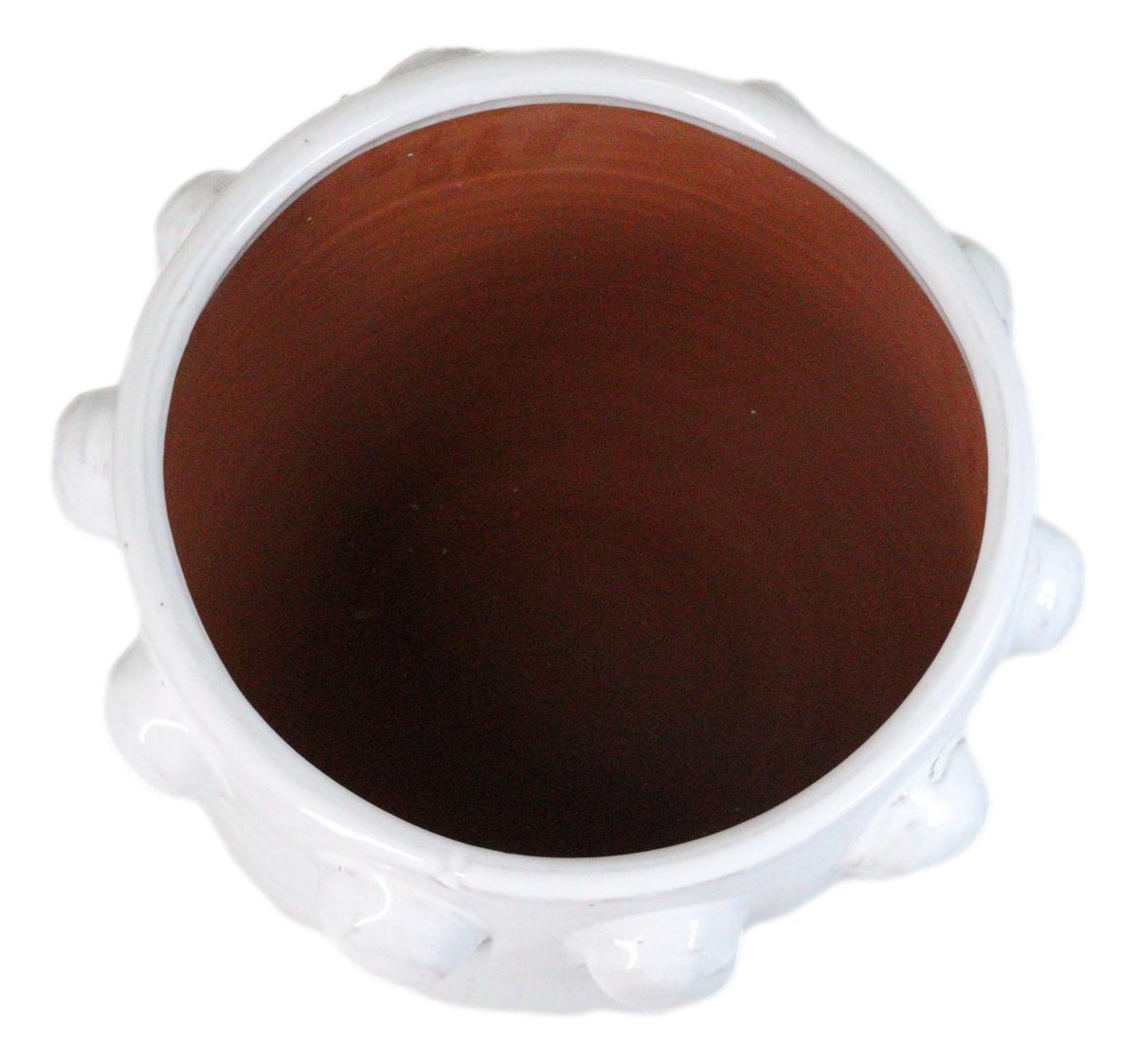 Modern Chic White Round Ribbed Design Terracotta Floral Planter Pot 11"Wide