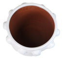 Modern Chic White Round Ribbed Design Terracotta Floral Planter Pot 11"Wide