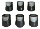 Pack Of 6 Charcoal Grey Tone Hakumu Reactive Glaze Ceramic Yunomi Tea Cups 9oz