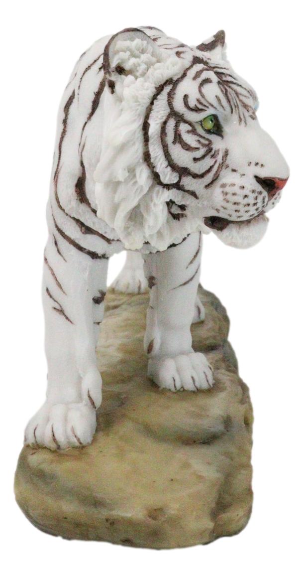 Prowling Fierce Leucistic Winter White Bengal Tiger Figurine 11.25" L