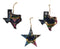 Western Texas Bluebonnet Lone Star State Map Wall Or Tree Ornaments Set of 3