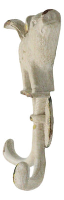 Pack Of 2 Rustic Cast Iron Antiqued White Flying Angel Pig 2-Pegs Wall Hooks