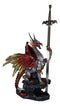 Red King's Knight Armored Dragon With Gothic Skull Sword Letter Opener Figurine