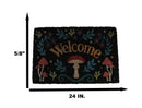 Welcome Mushrooms and Herbs Botanica Black Coir Coconut Fiber Floor Mat Doormat