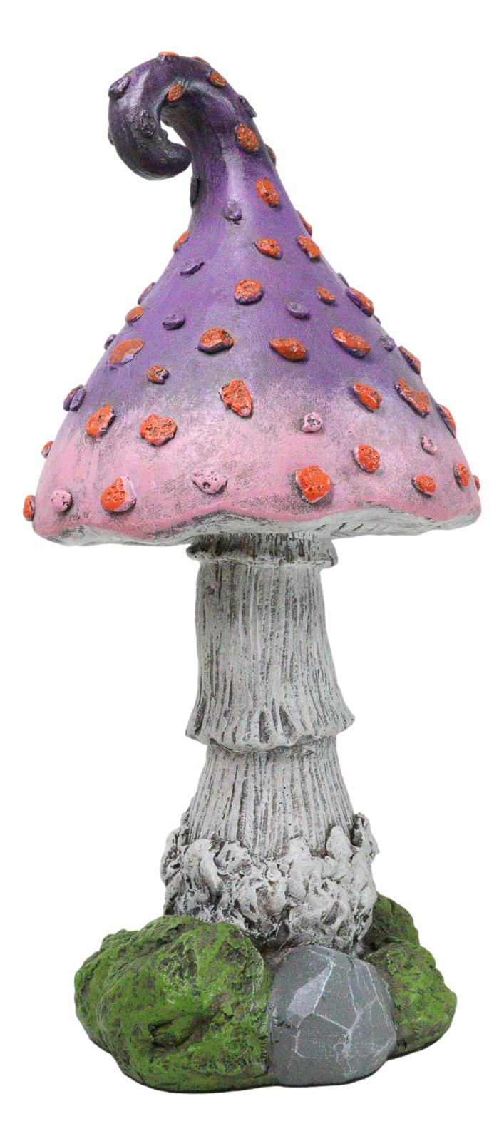 Fairy Garden Giant Spotted Purple Crooked Toadstool Mushroom Figurine 17"H