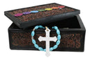 Metaphysical Rainbow 7 Chakra Zone Floral Scrollwork Tarot Cards Trinket Box