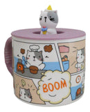 Whimsical Kitty Cat With Kung Fu Diary Cartoon Ceramic Mug With Silicone Lid