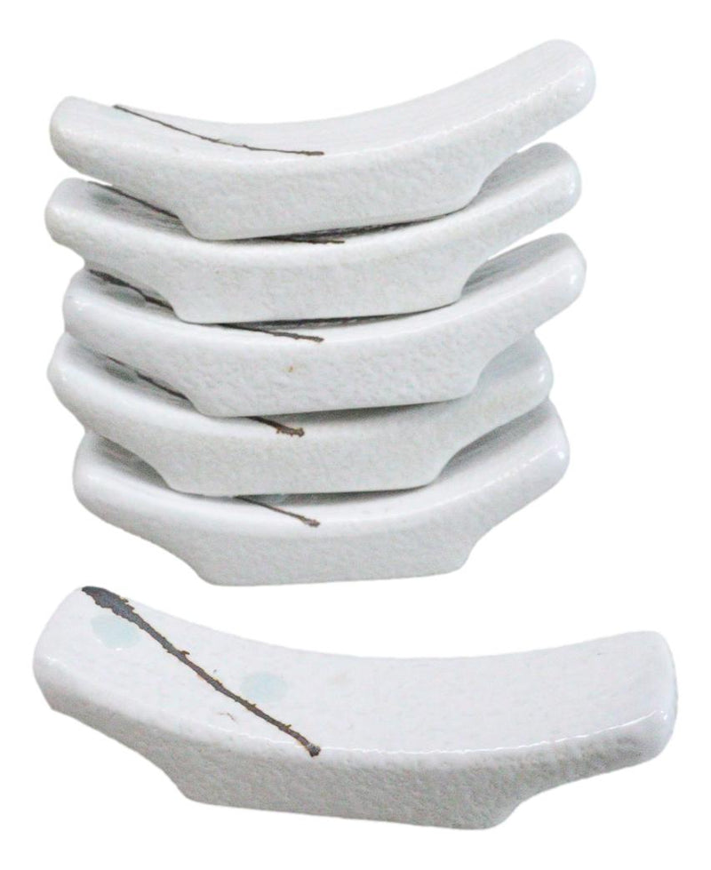 Pack Of 6 Frostflakes Yukino Hana Collection Porcelain Chopsticks Hashioki Rest
