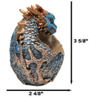 Metallic Bronze and Blue Azure Dragon Hatchling in Dragon Scales Egg Figurine