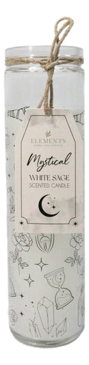 Mystical Magic Symbols White Sage Wicca Tall Tube Scented Candle Home Fragrance