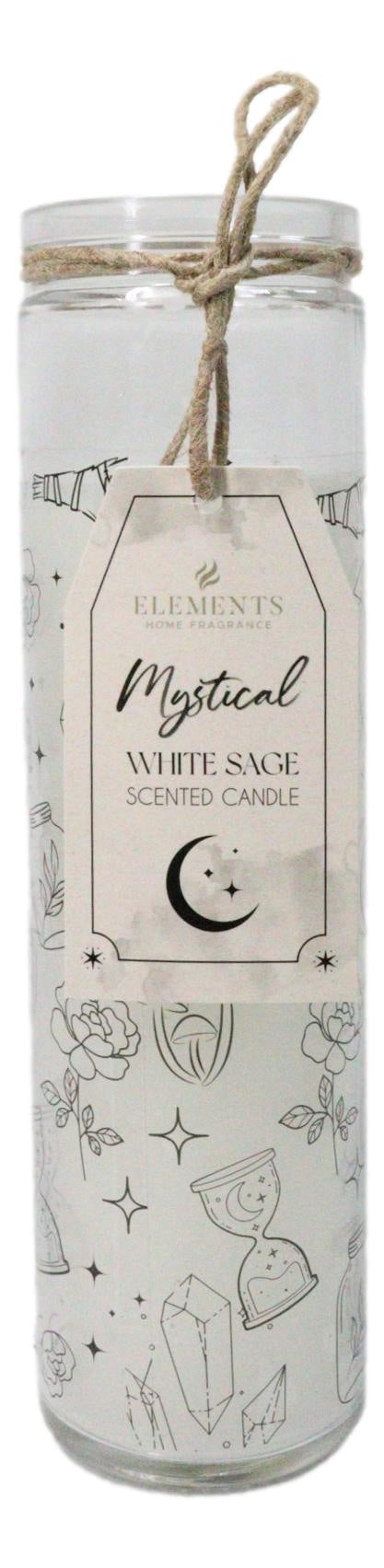 Mystical Magic Symbols White Sage Wicca Tall Tube Scented Candle Home Fragrance