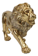 Faux Brass Gold Finish African Safari Prowling Lion King of The Jungle Figurine
