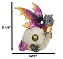 Iridescent Purple And Gold Baby Dragon In Egg Shell With Gemstone Figurine