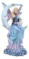 Crescent Moon And Stars Midnight Fairy Luna In Pastel Gown With Snow Owl Statue