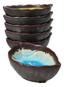Pack Of 6 Blue Sky Aozora Kannyu Ceramic Leaf Shaped Sauce Condiment Dishes 2oz