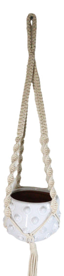 Hand Woven Cotton Rope Boho Chic Macrame Wall Hanger With Ceramic Planter Pot