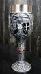 Medieval Templar Crusader Dark Knight Suit of Armor On Horse Wine Goblet Chalice