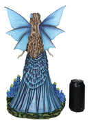 Large 17"H Blue And Purple Beautiful Lavender Garden Meadows Fairy Figurine