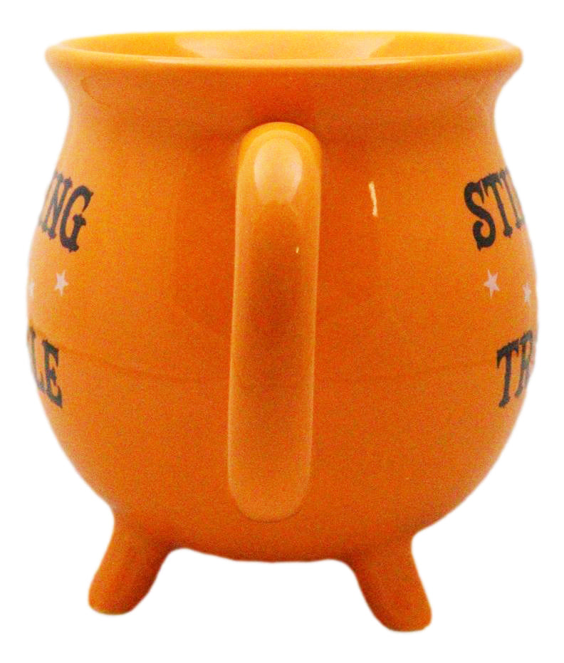 Wicca Magic Orange Stirring Up Trouble Cauldron Ceramic Mug With Handle 16oz