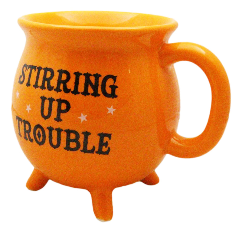 Wicca Magic Orange Stirring Up Trouble Cauldron Ceramic Mug With Handle 16oz