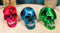 Ebros Lightning Bolts Colorful Skulls Mini Figurines Set of 3 Skeleton Head