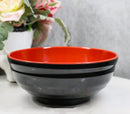 Set Of 6 Red And Black Round Ridged Body Soup Salad Rice Melamine Bowls 8"D