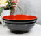 Set Of 6 Red And Black Round Ridged Body Soup Salad Rice Melamine Bowls 8"D
