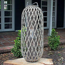 32"H Rustic Western Farmhouse Rattan Wood Willow Candle Lantern Candleholder