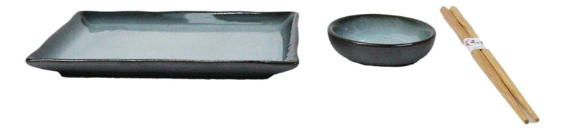 Seikai Sky Porcelain Sushi Plates Sauce Dishes Chopsticks Dinnerware Set For 2