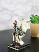 Still Constipated Funny Red Punk Mohawk Skeleton on Bathroom Toilet Figurine