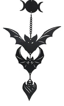 Macabre Dark Evolution Flying Bats With Phases Of The Moon Hanging Decoration