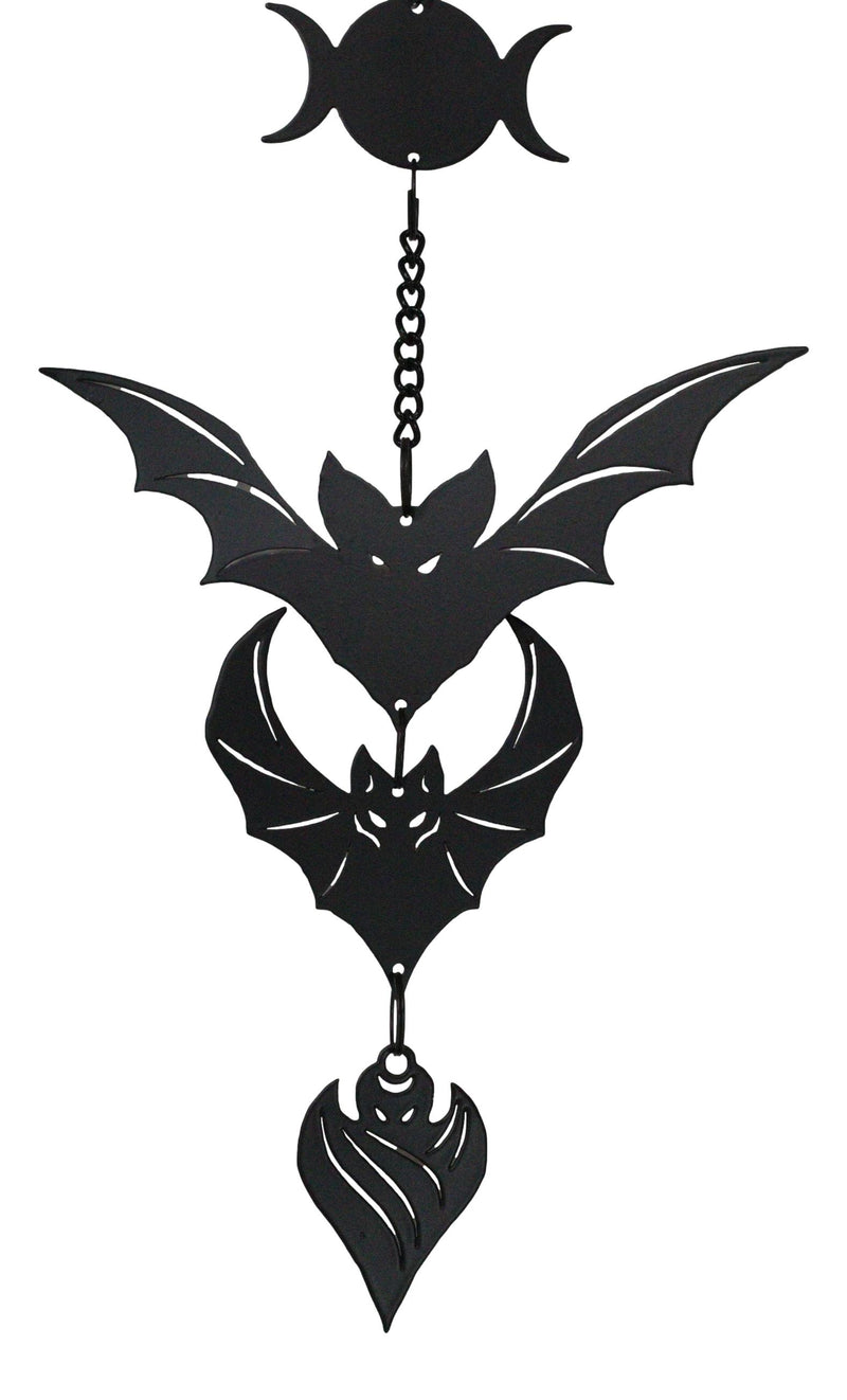 Macabre Dark Evolution Flying Bats With Phases Of The Moon Hanging Decoration