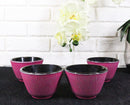 Pack Of 4 Magenta With Silver Hues Cast Iron Tetsubin Textured Tea Cups 3oz