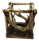 Wildlife Rustic Buck Elk Deer Stag Antlers Crown Pillar Candle Holder Figurine