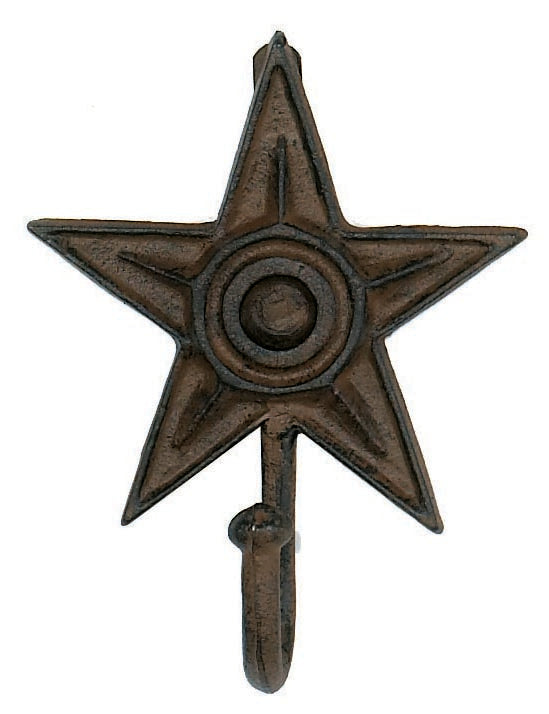 Pack Of 2 Rustic Western Lone Star Cast Iron Metal Wall Hooks Organizer Decor