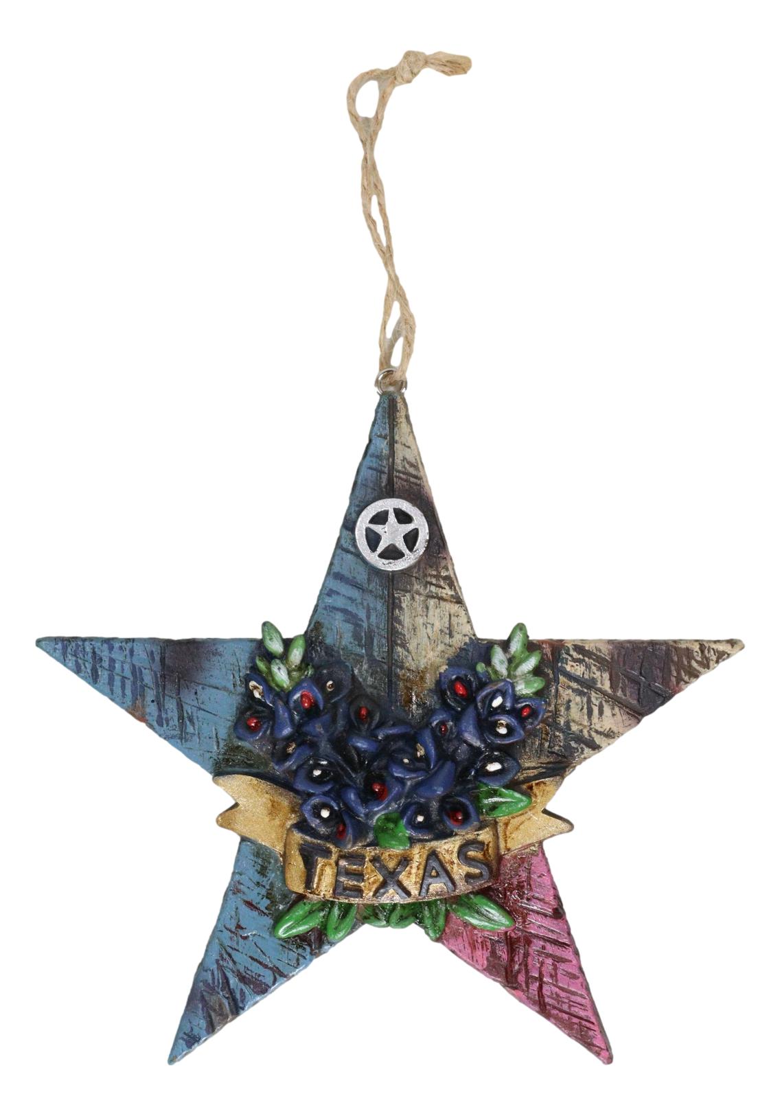Western Texas Bluebonnet Lone Star State Map Wall Or Tree Ornaments Set of 3