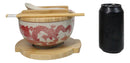 Red Ryu Dragon Design Donburi Ramen Bowl With Lid Trivet Spoon Chopsticks Set