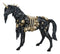 Gothic Macabre Black Dark Unicorn Horse With Skeleton Bones And Skulls Figurine