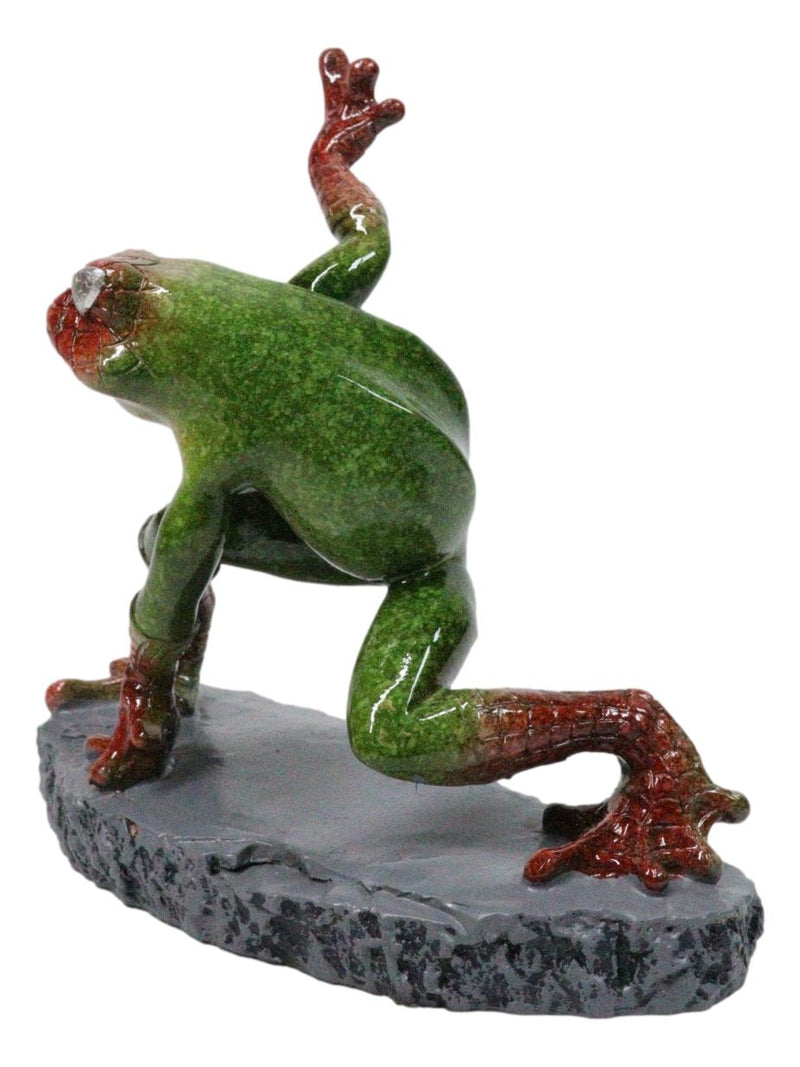 Green and Red Superhero Frog Spider Man in 3 Point Hero Pose Decor Figurine