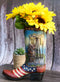 Rustic Western Oil Derrick Pump Jack USA Flag Cowboy Boot Flower Vase Planter