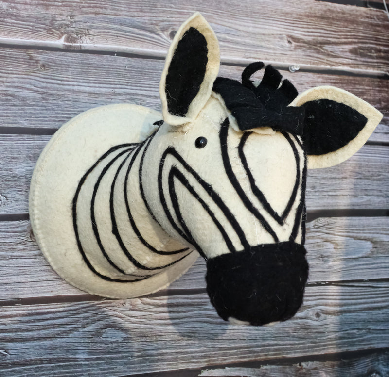 Adorable Animal Safari Zebra Horse Head Whimsical Soft Plush Doll Wall Decor