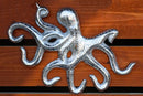 18"L Nickel Plated Aluminum Nautical Marine Sea Octopus Wall Decorative Plaque