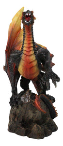 Vulcan Rock Dragon with Fire Wings and Spikes On Volcano Stone Mountain Figurine